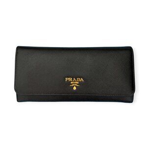 Authentic Prada Large Black Saffiano Leather Wallet